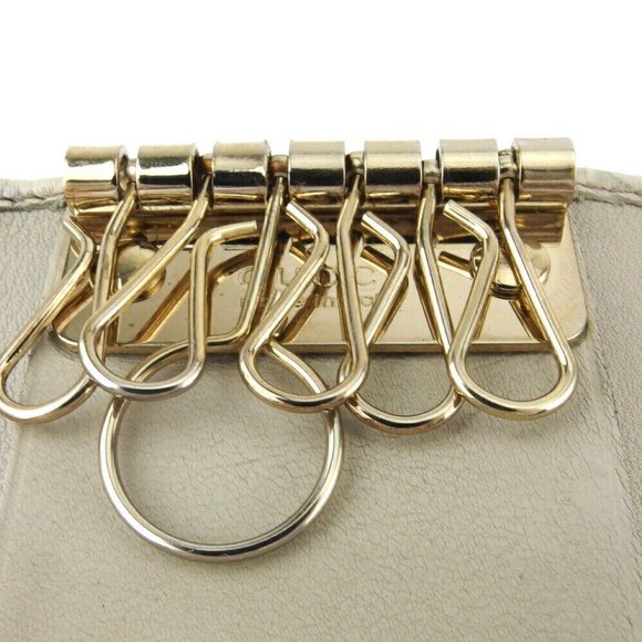 GUCCI Key Case Gucci Mabeige Gray Gray Leather Authentic - Picture 8 of 9
